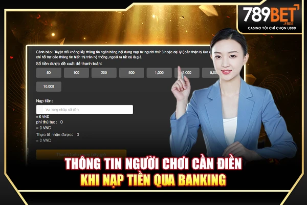 Thông tin người chơi cần điền khi nạp tiền qua banking